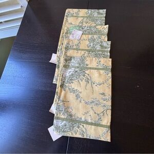 Ballard Designs NWT set bundle of four green yellow toile placements Made in USA